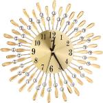 Złote Zegary ścienne okrągłe o średnicy 16 cm błyszczące metalowe 