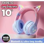 Różowe Słuchawki z mikrofonem Bluetooth 