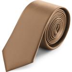 Piaskowe Krawaty męskie gładkie eleganckie satynowe marki Trendhim 
