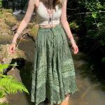 Zielone Spódnice plisowane damskie w stylu grunge bawełniane w rozmiarze XL 