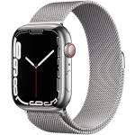 Apple Watch Series 7 Cellular, 45mm Silver Stainless Steel Case Silver Milanese Loop MKJW3HC/A