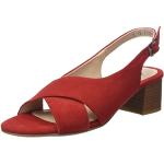Czerwone Sandały skórzane damskie z zamszu na lato marki Ara w rozmiarze 37,5 
