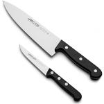 ARCOS Zestaw noży, 2-częściowy – stal nierdzewna Nitrum i ostrze mm, 363 g, profesjonalny nóż kuchenny do gotowania, ergonomiczny uchwyt z polioksymetylenu POM, seria uniwersalna, kolor czarny