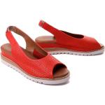 Czerwone Sandały na koturnie damskie na lato w rozmiarze 40 - wysokość obcasa od 5cm do 7cm 