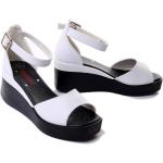 Białe Sandały na koturnie damskie na lato w rozmiarze 39 - wysokość obcasa od 5cm do 7cm 