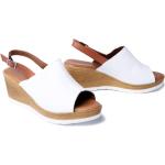 Białe Sandały na koturnie damskie na lato w rozmiarze 40 - wysokość obcasa od 7cm do 9cm 