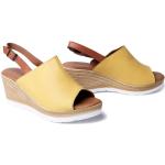 Żółte Sandały na koturnie damskie na lato w rozmiarze 40 - wysokość obcasa od 7cm do 9cm 