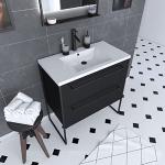 Czarne Zestawy mebli łazienkowych z szufladami aluminiowe 