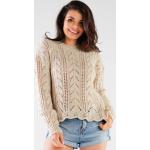 Beżowe Swetry ażurowe damskie marki awama 