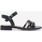 Czarne Sandały skórzane damskie - rodzaj noska: Kwadratowy z gładkiej skóry na lato marki Badura w rozmiarze 37 