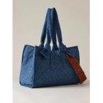 Niebieskie Shopper bags z odpinanym paskiem młodzieżowe z zamszu marki BORBONESE 