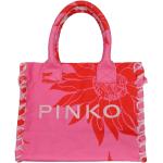 Czerwone Shopper bags z frędzlami haftowane w stylu boho marki PINKO 