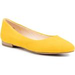 Przecenione Żółte Baleriny skórzane damskie z zamszu marki Caprice w rozmiarze 36 