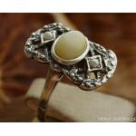 barocco - srebrny pierścionek z bursztynem i perłami