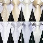 Beżowe Krawaty męskie Paisley eleganckie dla gości weselnych 