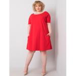Czerwone Sukienki dla puszystych damskie z krótkimi rękawami w rozmiarze dużym 