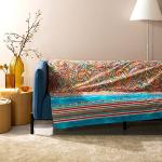 Turkusowe Narzuty na sofę do prania w pralce bawełniane marki Bassetti w rozmiarze 270x270 