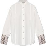 Białe Bluzki ze stójką z cekinami z połyskiem bawełniane marki forte_forte w rozmiarze S 
