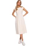 Śmietankowe Sukienki midi damskie z elastanu marki MOE w rozmiarze XL 