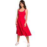 Czerwone Sukienki rozkloszowane damskie z elastanu marki MOE w rozmiarze XL 