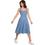 Niebieskie Sukienki rozkloszowane damskie z elastanu marki MOE w rozmiarze XL 