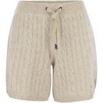 Beżowe Krótkie spodnie damskie z cekinami plecione w stylu casual bawełniane marki BRUNELLO CUCINELLI w rozmiarze M 