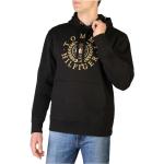 Czarne Swetry z kapturem męskie do prania w pralce bawełniane na wiosnę marki Tommy Hilfiger Logo w rozmiarze S 