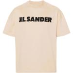 Beżowe Koszulki z nadrukiem męskie z krótkimi rękawami marki JIL SANDER w rozmiarze XL 