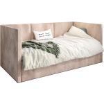 Beżowe Łóżka z pojemnikiem tapicerowane drewniane marki ELIOR 