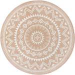 Beżowe Dywany okrągłe o średnicy 200 cm z motywem mandali z polipropylenu marki Hanse Home 