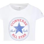 Białe Koszulki dziecięce z krótkim rękawkiem do prania w pralce bawełniane marki Converse 