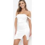 Przecenione Białe Sukienki na zamek damskie mini w rozmiarze L 