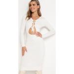 Przecenione Białe Sukienki midi damskie w rozmiarze uniwersalnym 