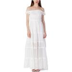 Białe Długie sukienki damskie do prania w pralce gładkie z poliestru maxi na wiosnę marki Guess w rozmiarze XS 
