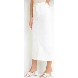 Biała Jeansowa Spódnica Ołówkowa Maxi Edomi