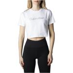 Białe Koszulki z nadrukiem damskie do prania w pralce z krótkimi rękawami eleganckie na wiosnę marki Calvin Klein w rozmiarze L 
