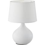 Biała lampa stołowa z ceramiki i tkaniny Trio Martin, wys. 29 cm