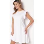 Przecenione Białe Sukienki damskie z falbankami na lato w rozmiarze XL 
