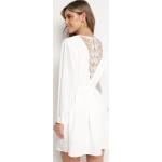 Przecenione Białe Sukienki z paskiem damskie mini w rozmiarze XL 