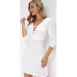 Przecenione Białe Krótkie sukienki damskie mini w rozmiarze L 