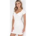 Przecenione Białe Sukienki na zamek damskie mini w rozmiarze M 