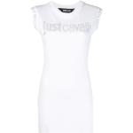 Białe Eleganckie sukienki damskie z ozdobnym strasem bawełniane marki Just Cavalli w rozmiarze L 