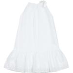 Białe Sukienki dziecięce bez rękawków dla dziewczynek z falbankami haftowane 