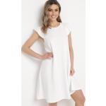 Przecenione Białe Sukienki z krótkim rękawem damskie z falbankami z krótkimi rękawami mini w rozmiarze L 