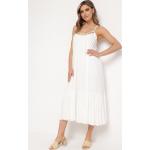 Przecenione Białe Sukienki sylwestrowe damskie metaliczne w rozmiarze XL 