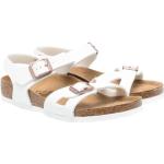 Białe Sandały skórzane dla dzieci Klamry w paski eleganckie na lato marki Birkenstock w rozmiarze 33 