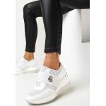 Przecenione Białe Sneakersy na koturnie damskie brokatowe ze skóry syntetycznej w rozmiarze 40 
