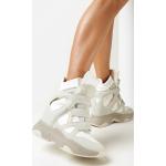 Przecenione Białe Sneakersy na rzepy damskie Rzepy ze skóry syntetycznej w rozmiarze 40 