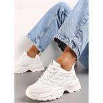 Przecenione Białe Masywne sneakersy damskie ze skóry syntetycznej w rozmiarze 40 