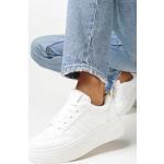 Przecenione Białe Sneakersy na koturnie damskie ze skóry syntetycznej w rozmiarze 40 